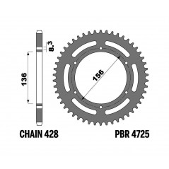 PBR Standard Aluminum Chainring 4725-428 1149261001