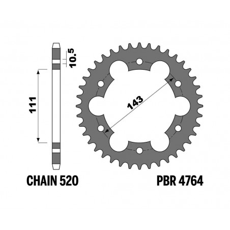 PBR Standard Steel Crown 4764 - 520 C45 1127990001