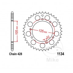 JT SPROCKETS Plato corona transmision DIV 428/105/125 7270475
