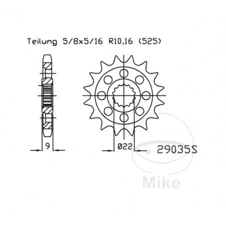 ESJOT Piñón racing con engranaje fino 16 DIV 525 DIÁ INT 22/25 7264336