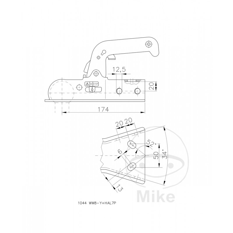 WINTERHOFF Ball Head Hitch 800 KG 3380608