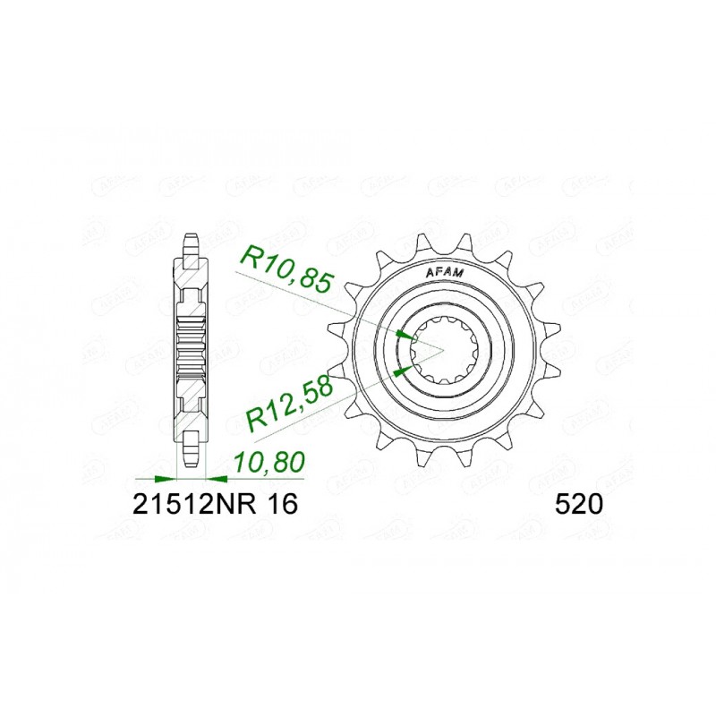 AFAM Steel pinion with anti-noise rubber 21512NR-520 1151505001