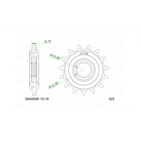 AFAM Piñón de acero con goma anti-ruido 28405NR-525 1151532002