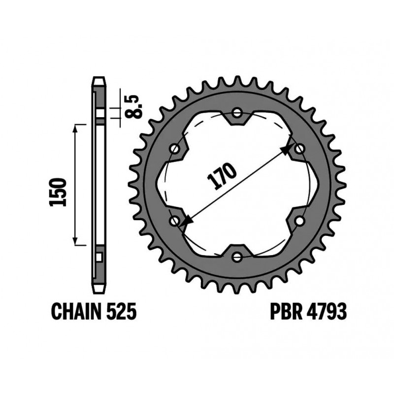 PBR Corona plato de acero c45 estandar 520 1150030001