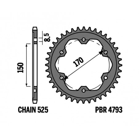 PBR Corona plato de acero c45 estandar 520 1150030001
