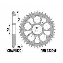 PBR Corona plato de acero c45 templado 4320M-520 1151199001