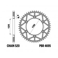 PBR Corona plato trasera ultraligera de acero 520 1152967003