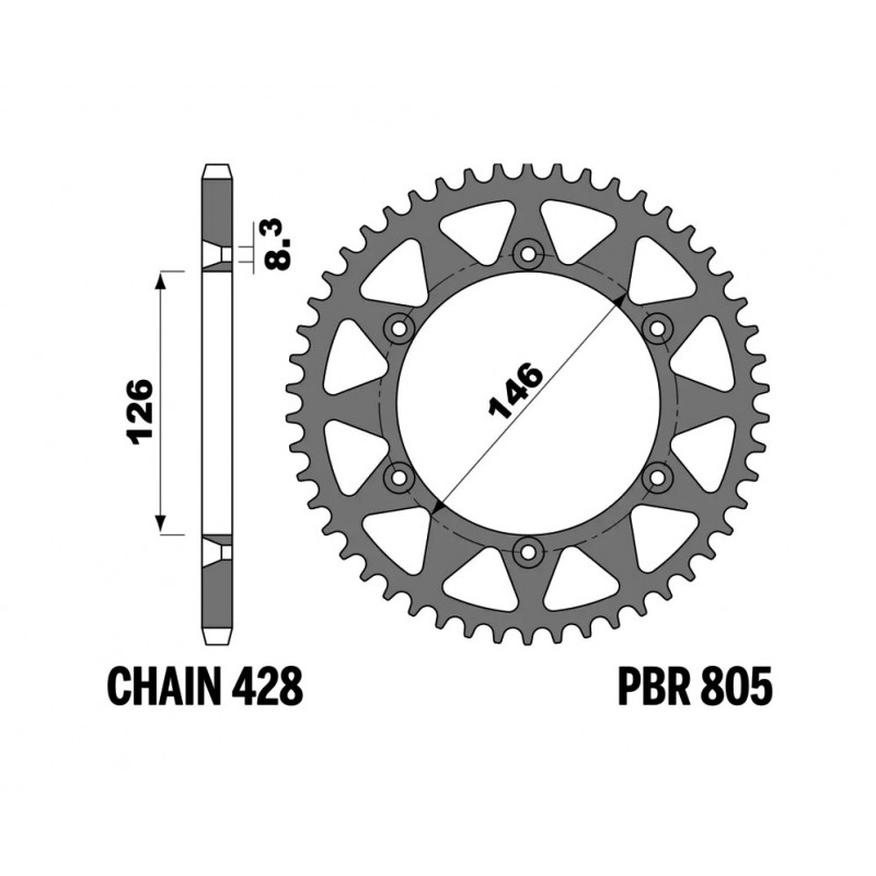 PBR Corona anodized ultralight aluminum chainring 428 1153264001