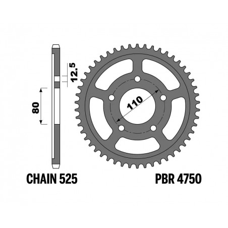 PBR Corona de acero estándar 4750 - 525 C45 1127988001