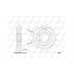 AFAM Steel pinion with anti-noise rubber 21607NR-525 1151508002