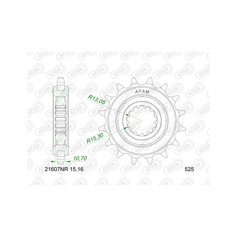 AFAM Steel pinion with anti-noise rubber 21607NR-525 1151508002