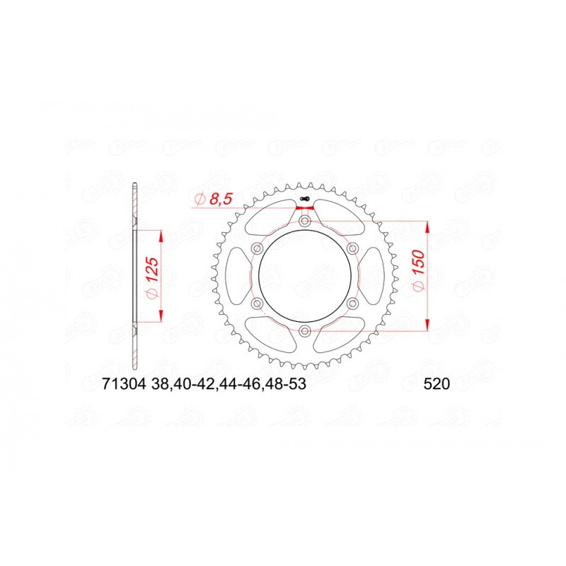 AFAM Steel pinion with anti-noise rubber 73303NR-520 1151538001