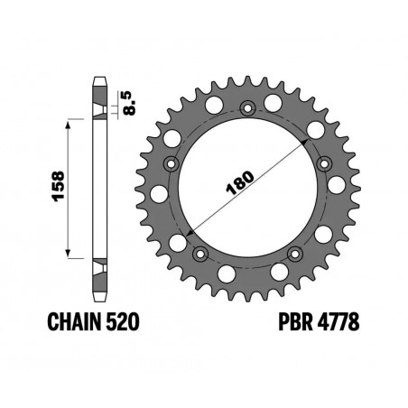 PBR Corona plato de acero estandar 520 1151534002