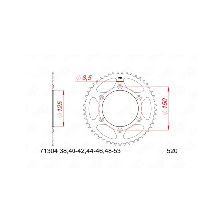 AFAM Steel pinion with anti-noise rubber 73303NR-520 1151538002
