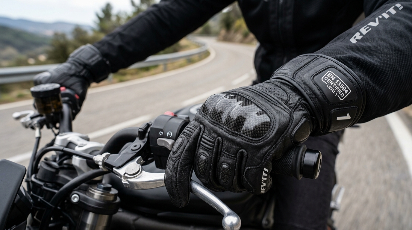 Guantes moto homologados EN 13594: KP, nudilleras, cuero vs textil verano (2026)