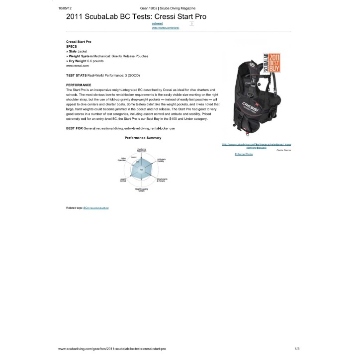 Chaleco de buceo Cressi START PRO 2.0 - Resistente, seguro y con gran capacidad ascensional