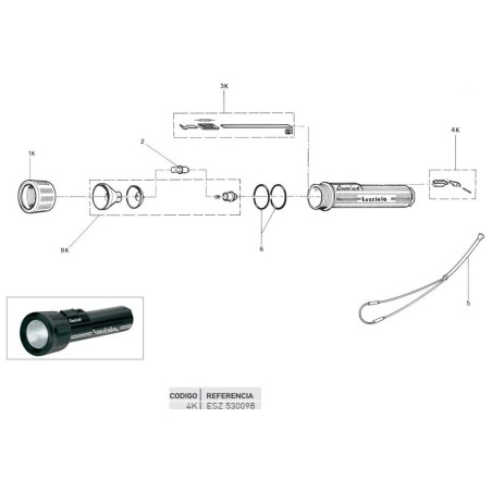 interruptor completo de recambio para foco/linterna de buceo lucciola