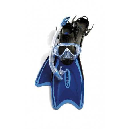 CRESSI Conjunto de snorkeling alta gama Made in Italy - Máscara Marea, Tubo Gamma y Aleta Palau regulable ACA 122632VAR