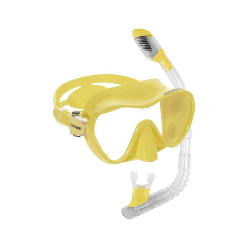 CRESSI Kit Máscara y Tubo F1 Junior | Monocristal Frameless para Facciones Menudas Dry con Válvula Antisalpicaduras ADM 1000049