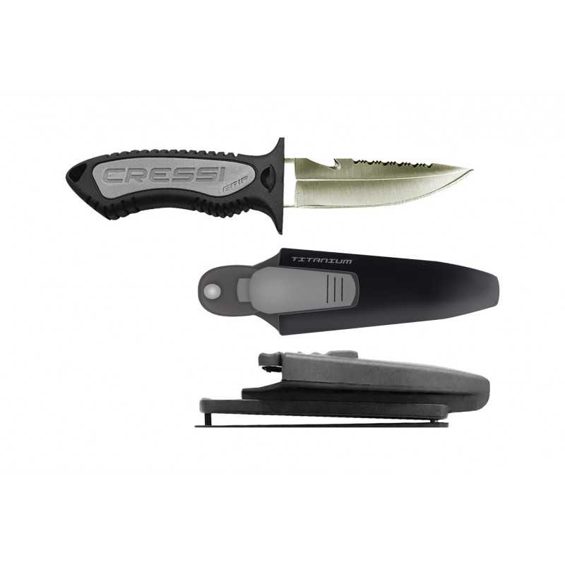 CRESSI Cuchillo de buceo Grip con hoja titanio BRC 559420