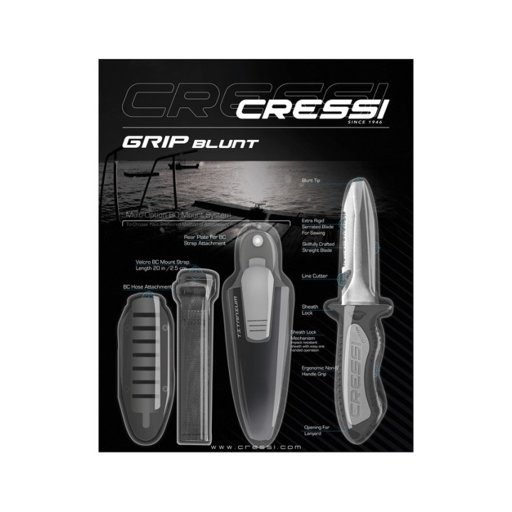 CRESSI Cuchillo buceo punta plana GRIP BRC 559410