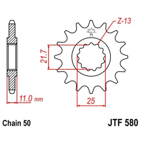 front transmission attack pinion jt sprockets 520/580 alloy steel smc420