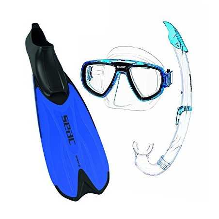 SEAC SUB Kit mascara y tubo snorkel buceo SET TRIS SPINTA 0890026AZU