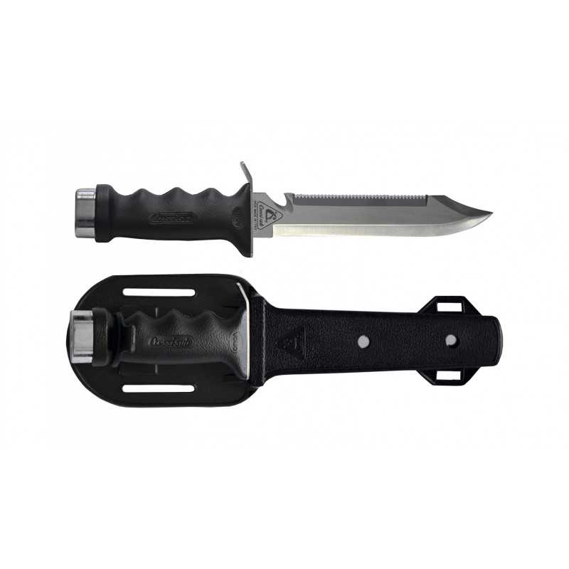 CRESSI Cuchillo de buceo ORCA acero inoxidable máxima calidad con empuñadura anatómica Soft Grip BRC 556000