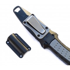 CRESSI Cuchillo de buceo LIMA STEEL - Hoja en acero, filo liso y parcialmente dentado con cortacabos BRC 558000