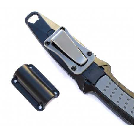 CRESSI Cuchillo de buceo LIMA STEEL - Hoja en acero, filo liso y parcialmente dentado con cortacabos BRC 558000
