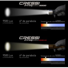 CRESSI Frogman 9000 Warm LED Scuba Flashlight | Lux at 1m 5h Autonomy Reinforced Nylon and Stainless Steel BSJ 530020