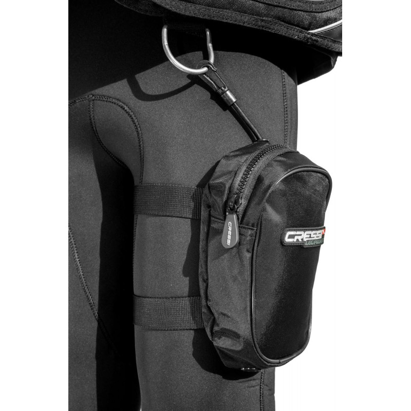 CRESSI Bolsa de pierna LEG POCKET para buceo - Bolsillo portaobjetos 1 L con doble cincha elástica y cabo seguridad BUA 928000