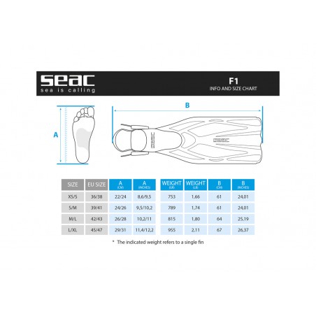 SEAC SUB Open heel dive fins F1 071373650VAR