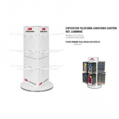 LAMPA Expositor giratorio carton 18 ganchos para productos telefonia 31X31X56 5 CM LAM99042